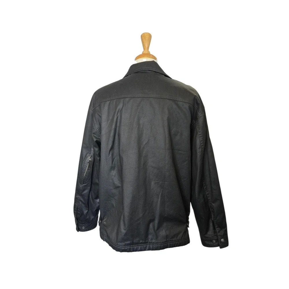 Vintage Y2K GAP Fleece Lined Utility Jacket Black Zip Front Oversized XL - Picture 3 of 10